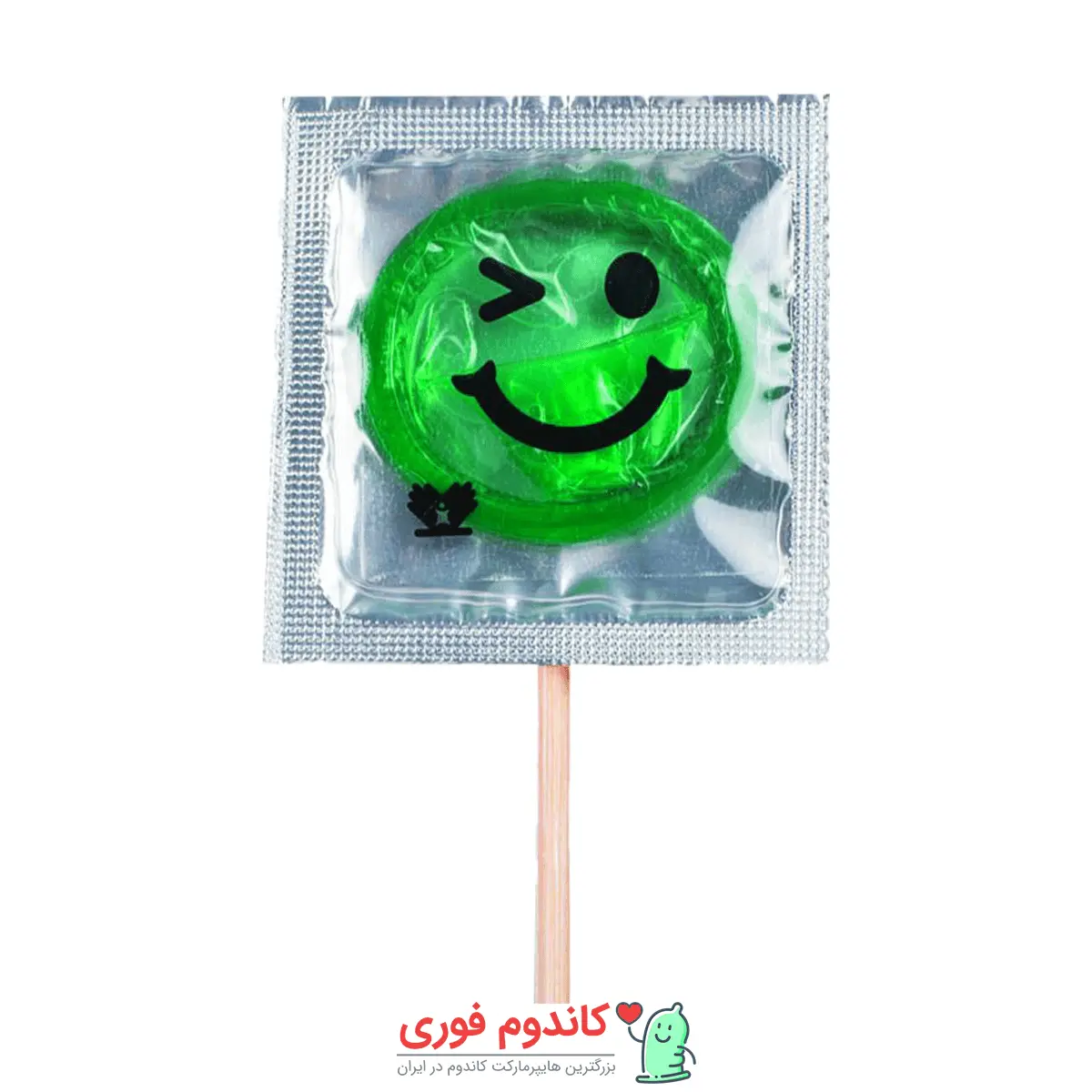 کاندوم چوبی سبز با طعم نعنا مدل هپی فیس